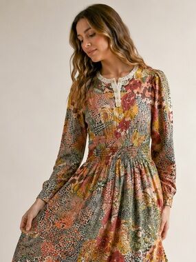 Vintage 80s Taurus II Floral Prairie Dress | Romantic Cottagecore Midi USA